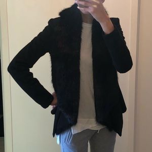 BCBG faux fur & shearling black jacket size XXS